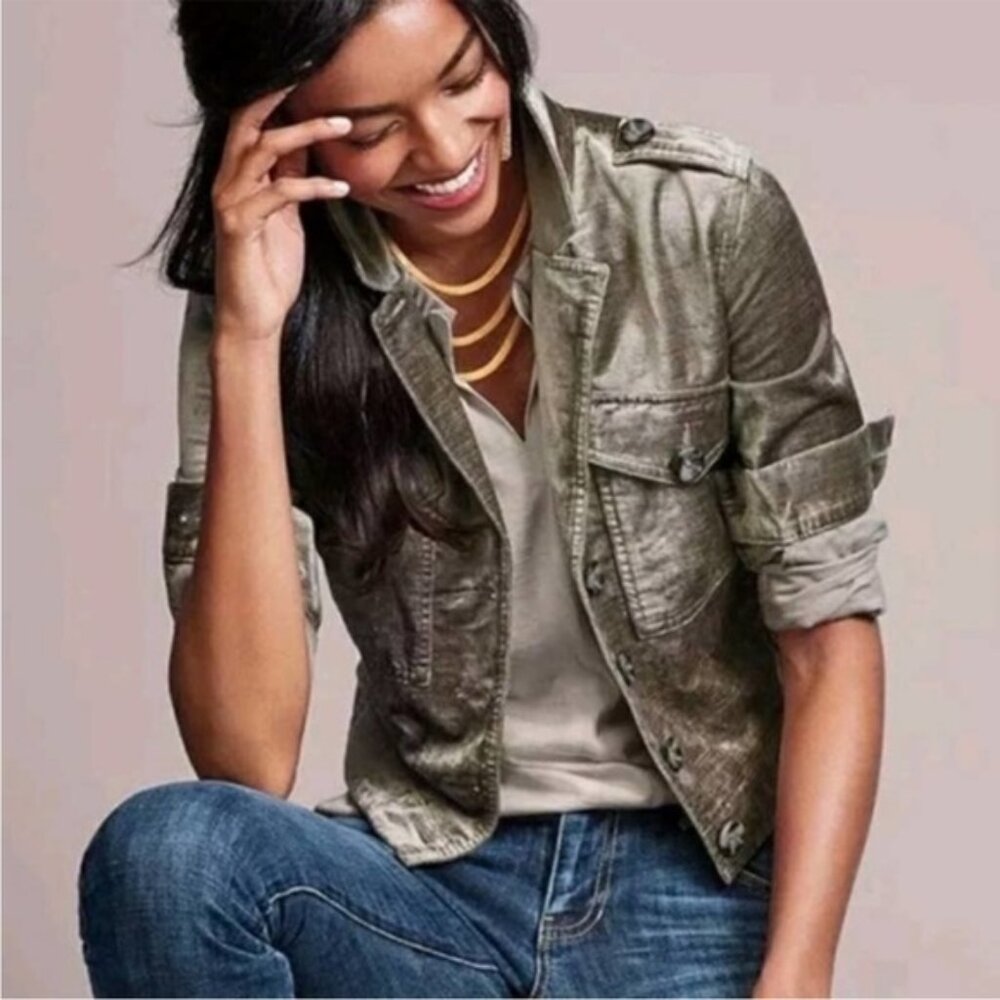 CAbi Silvery Taupe Sunday Topper Velvet Short Women's Jacket Style #3377 Size L